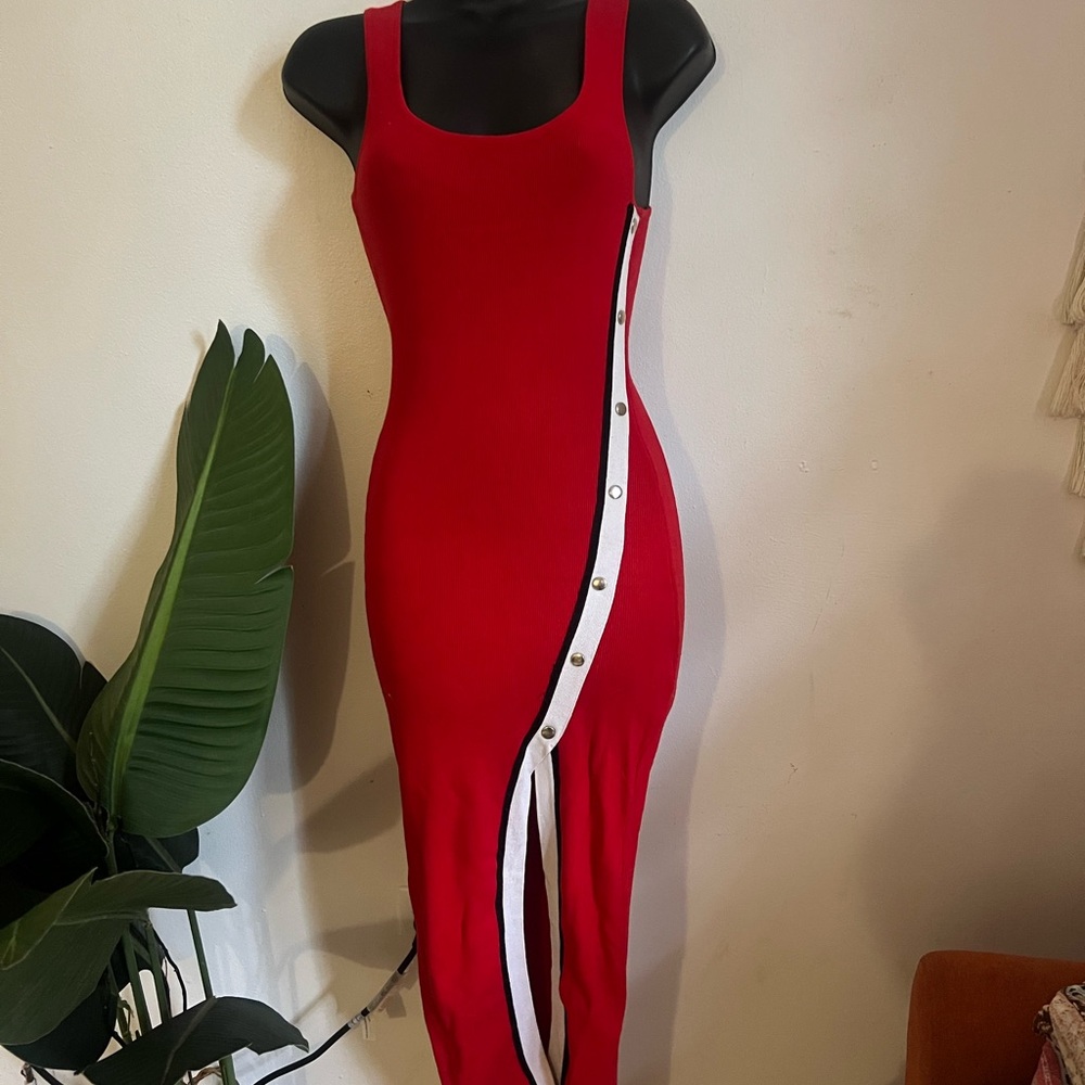 Fashion Nova Red Asymmetrical Bodycon Dress